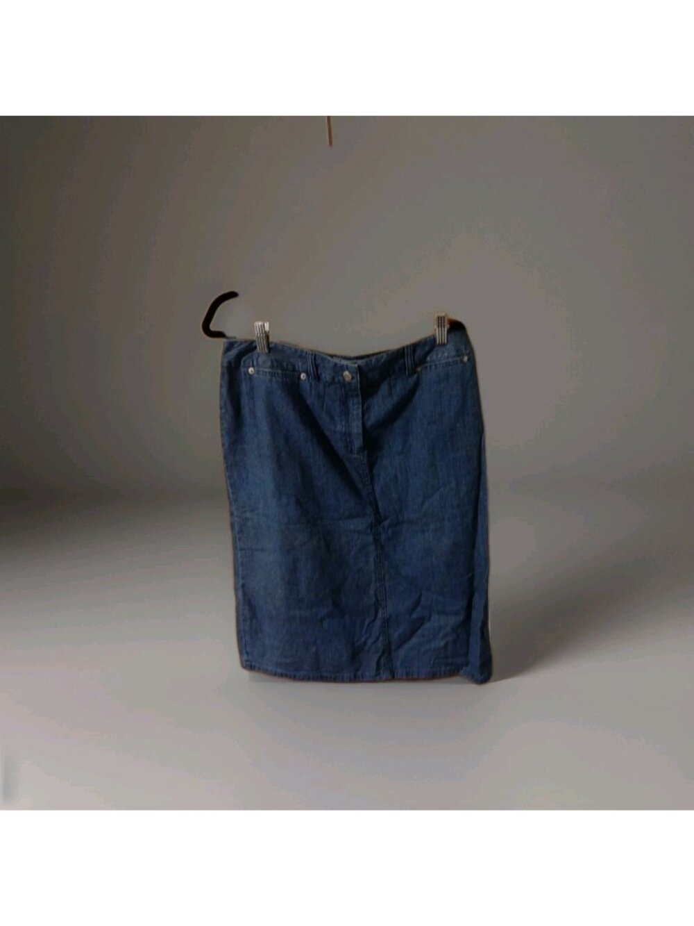 Pendleton Denim Jean Pencil Straight Skirt 14 Vintage Y2K Back Slit Button Zip